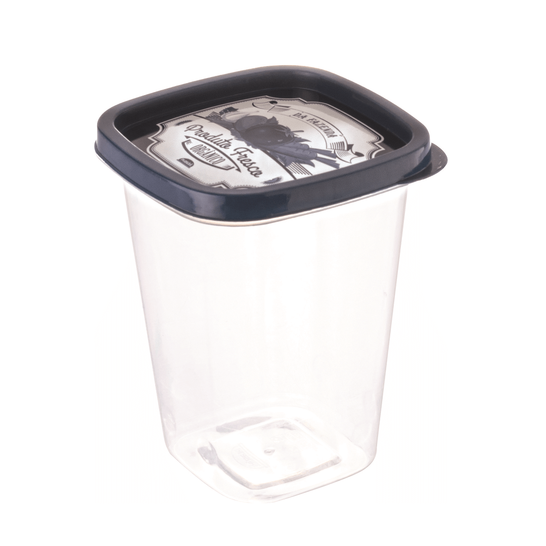 Pote Plástico Quadrado Clic Decorado 950ml - 5534 - Plasutil