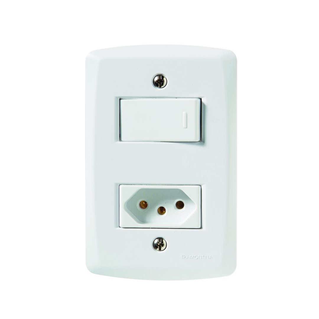 Conjunto 4x2 Com 1 Interruptor Paralelo 10a 250v + 1 Tomada 2p+T 10a 250v - 57145/050 - Tramontina