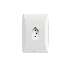 Conjunto 1 Tomadas 2p+T 10a Vertical Com Placa Petra Branco - Mec-Tronic - 39033