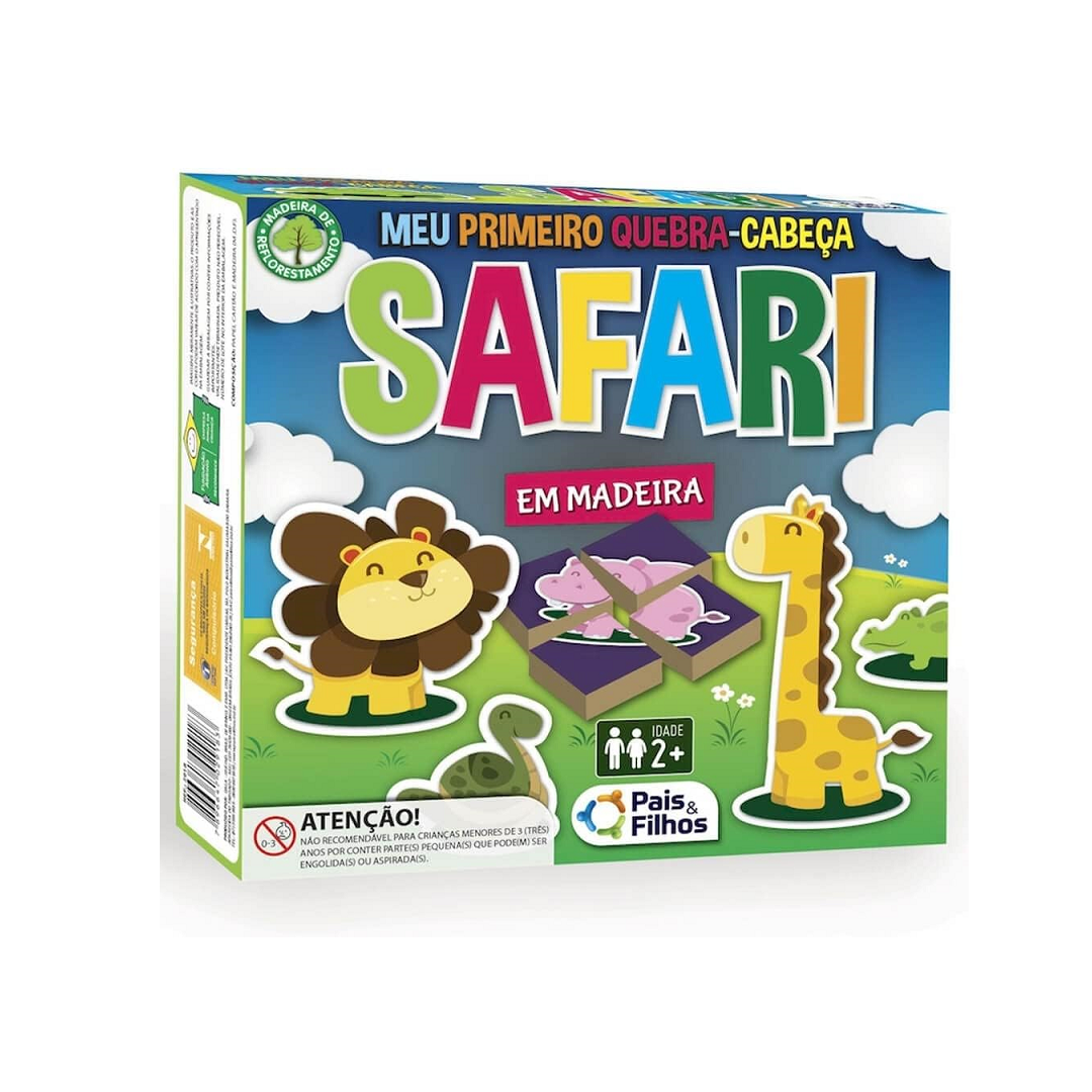 Quebra Cabeça Safari Em Madeira Com 32 Peças - Pais&Filhos - 29181