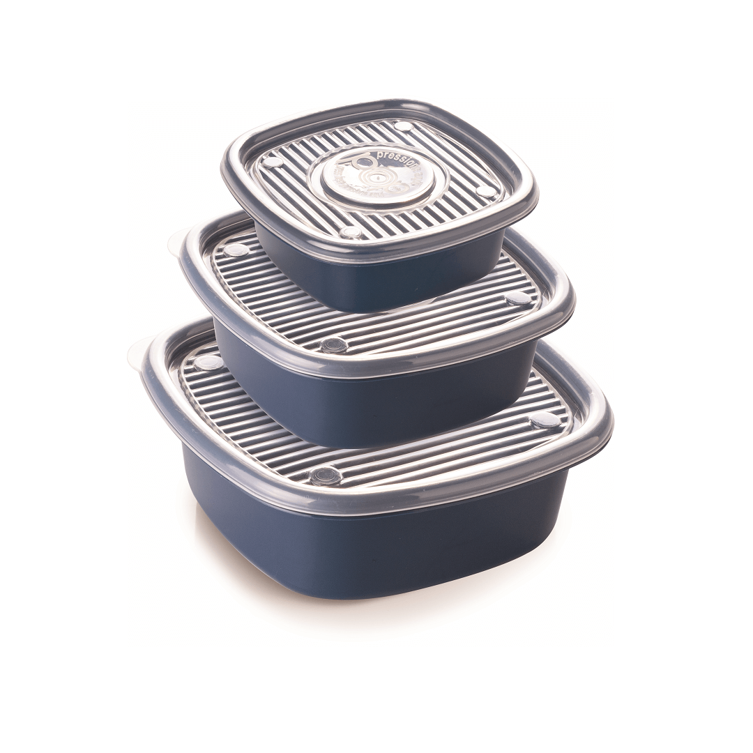 Conjunto De Potes De Plástico Quadrados Pop 3 Unidades - 5945 - Plasutil