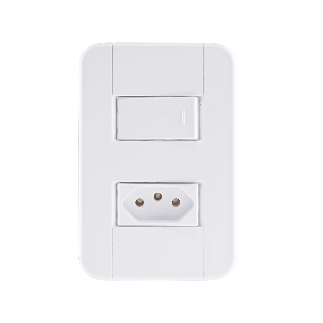 Conjunto 4x2 Com 1 Interruptor Simples 10a 250v + 1 Tomada 2p+T 10a 250v - 57240/064 - Tramontina