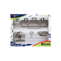 Kit De Acessórios Para Banheiro Com 7 Peças Cromado Fume - Duda - 51600