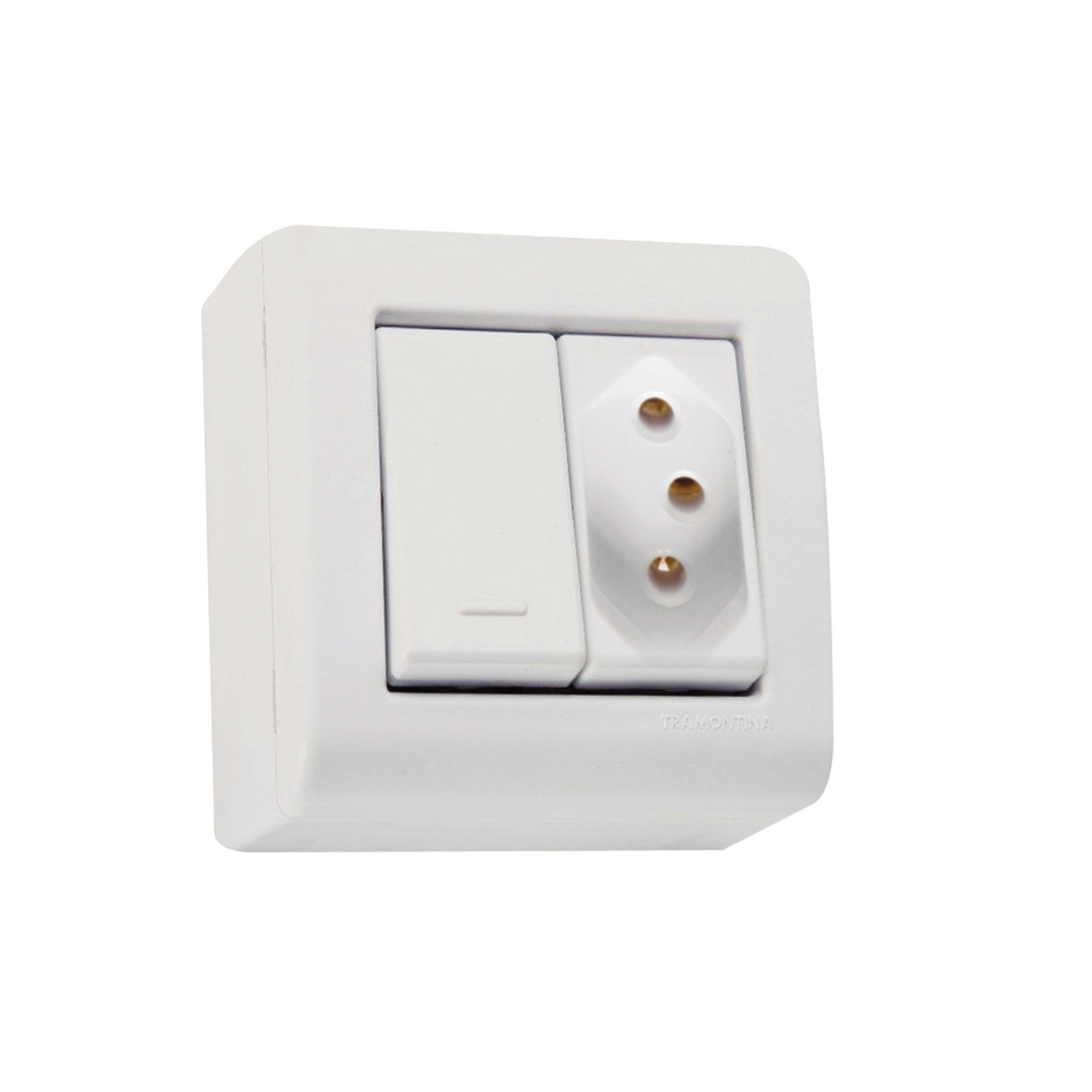 Conjunto Caa 1 Interruptor Simples 10a 250v + 1 Tomada 2p+T 10a 250v - 57304/013 - Tramontina