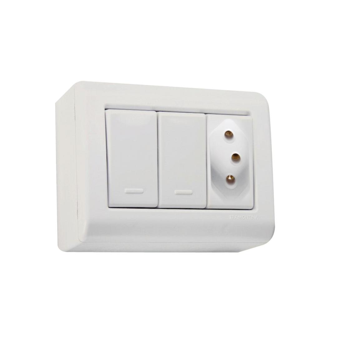 Conjunto Caa 2 Interruptores Simples 10a 250v E 1 Tomada 2p+T 10a 250v - 57304/022 - Tramontina