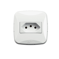 Conjunto 1 Tomada De Sobrepor Modular 2p+T 10a Petra Branco - Mec-Tronic - 39353