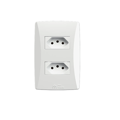 Conjunto 2 Tomadas 2p+T 10a Com Placa Petra Branco - Mec-Tronic - 39356
