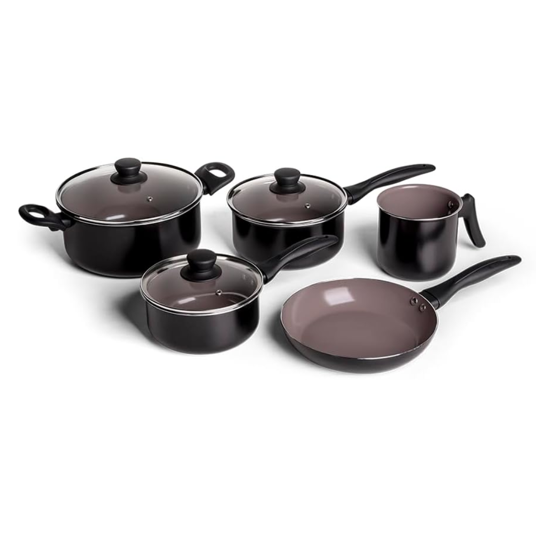 Conjunto De Panelas Easy Cerâmica 5 Peças Preta - Brinox - 4789108