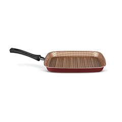 Bistequeira Grill 24,5cm  Flora Em Alumínio Antiaderente Cereja - Mta -  8700