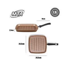 Bistequeira Grill 24,5cm  Flora Em Alumínio Antiaderente Cereja - Mta -  8700