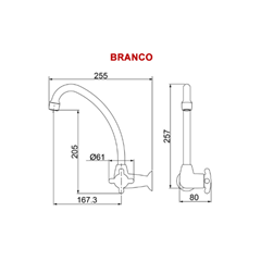 Torneira Para Cozinha De Parede Abs F34 Branca 1168 - Lorenzetti - 7111003