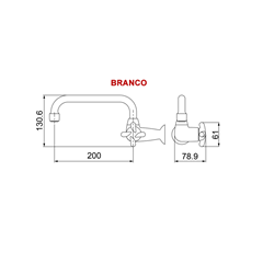 Torneira Para Cozinha De Parede Abs Bica Móvel F34 Branco 1164 - Lorenzetti - 7111047