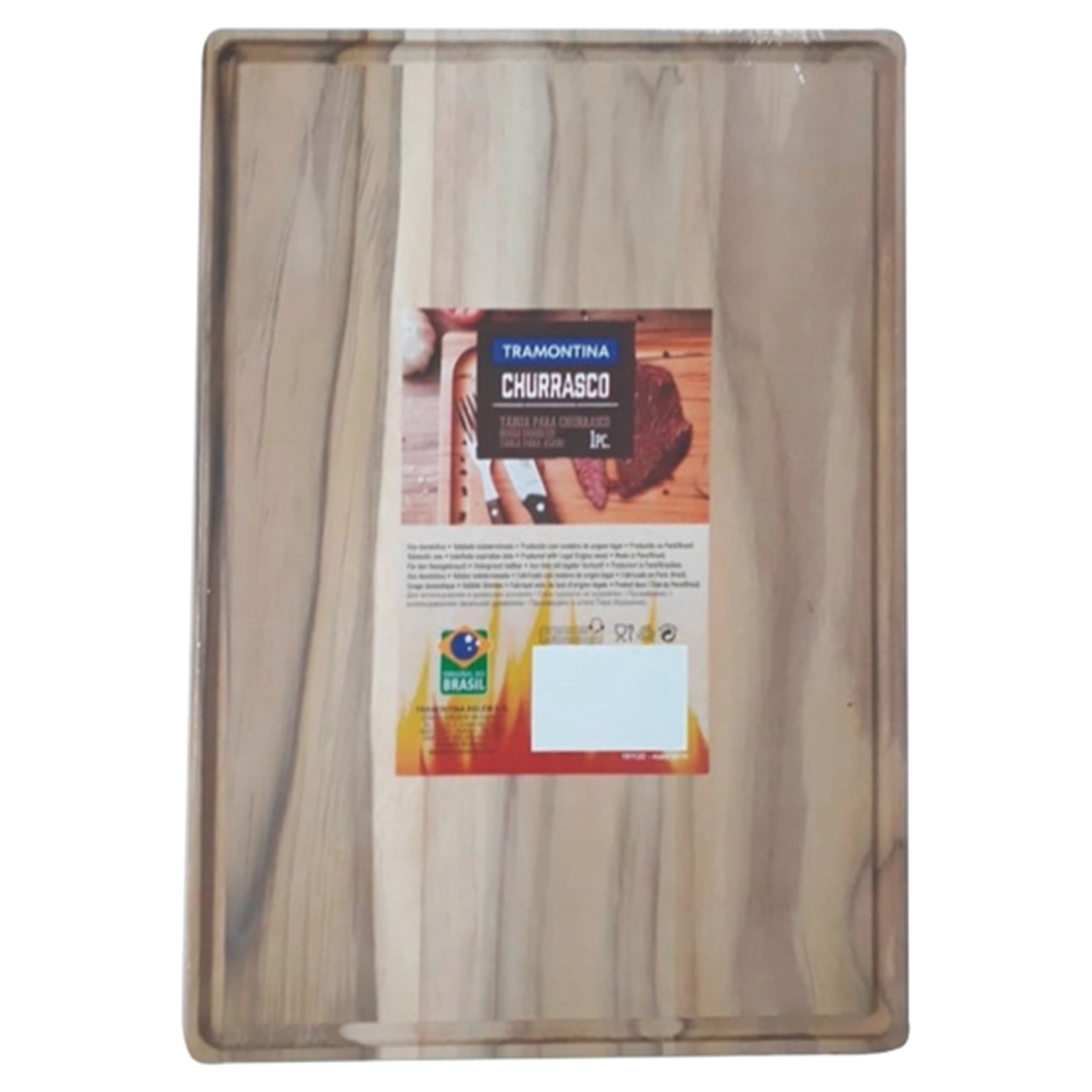 Tábua Para Churrasco Retangular Em Madeira Teca Com Acabamento Natural 40x28cm - 13456/052 - Tramontina