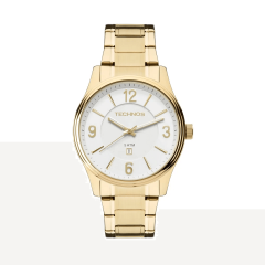 Relógio Masculino Steel Analógico Mostrador Branco Pulseira Em Aço Dourado - 2015byytds/4b - Technos