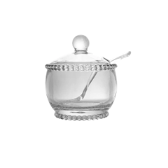 Açucareiro Cristal Com Colher Pearl 10cm Transparente - Wolff - 28379