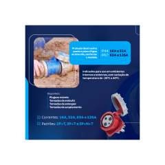 Tomada De Acoplamento Industrial 2p+T 63a 220v - Tramontina - 56255/140