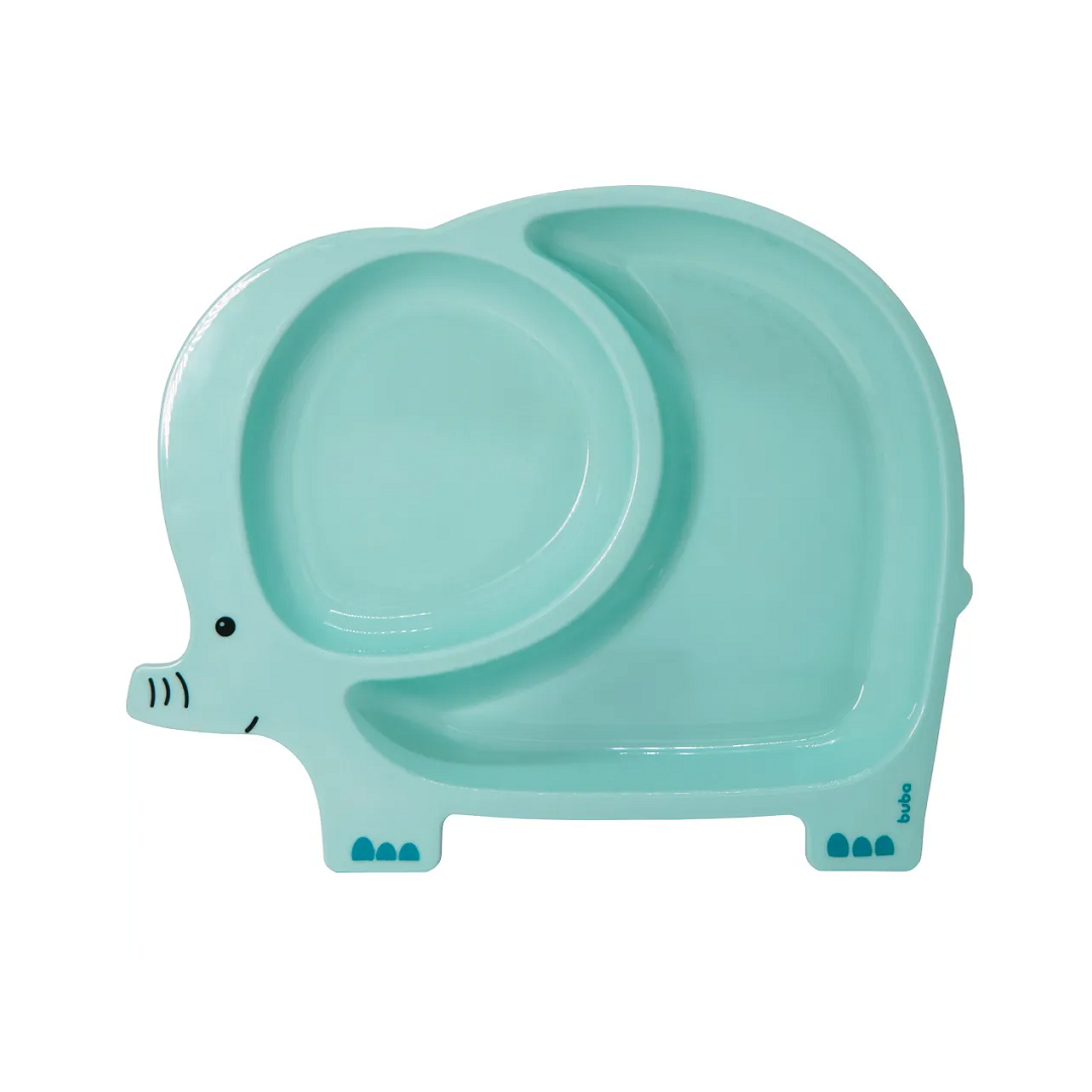 Prato Infantil Com Divisória Elefante Azul - Buba Baby - 14449