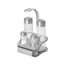 Galheteiro Utility Em Vidro E Aço Inox Com Alça 4 Peças - Tramontina - 61119/000