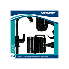 Kit Torneira Com Acessórios Para Banheiro Fitt F61 Preto 2004 - Lorenzetti - 7140095