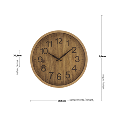 Relógio De Parede Wood 25,4x3,8cm - Lyor - 1539