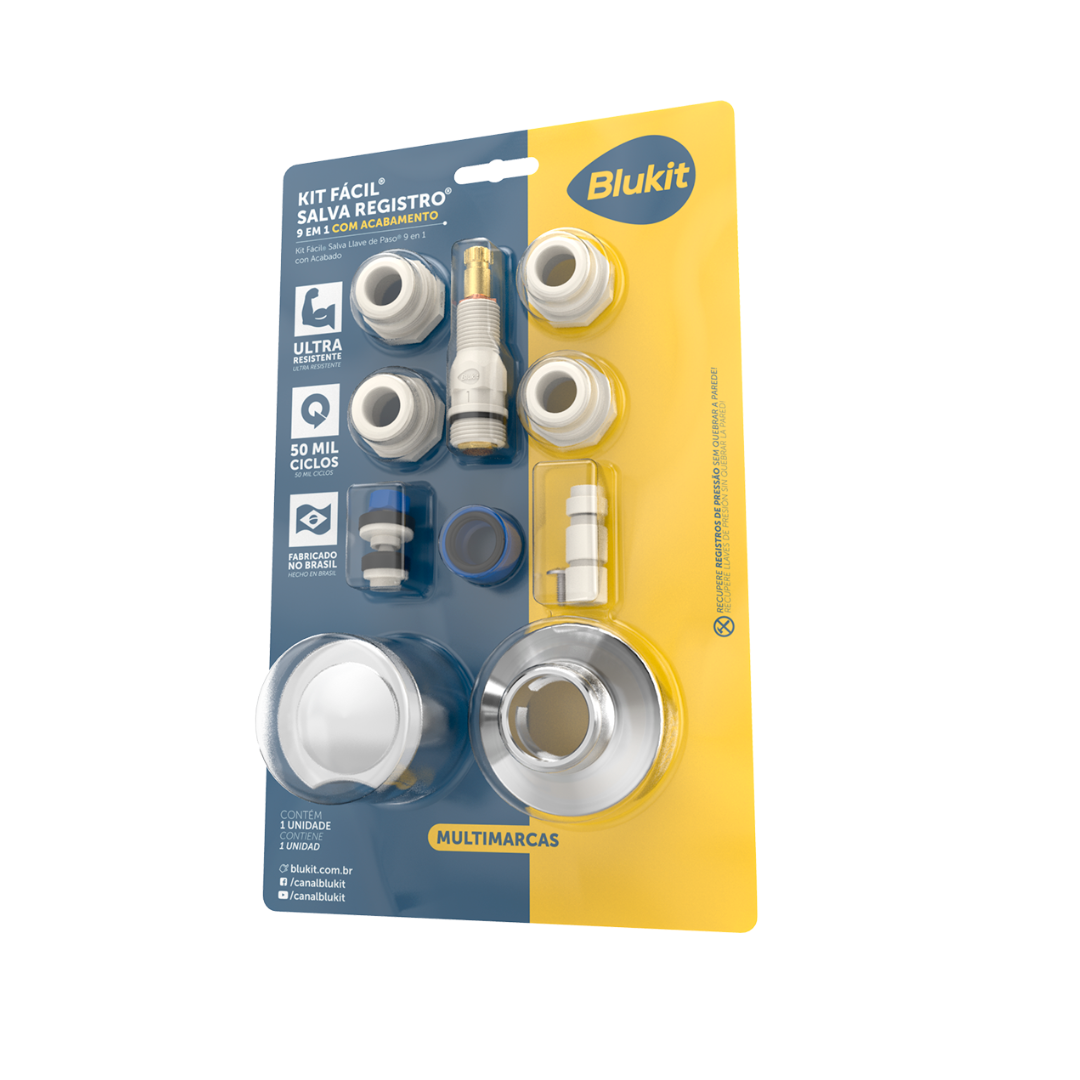 Kit Salva Registro Fácil Com Acabamento 9 Em 1 Universal - Blukit - 061421