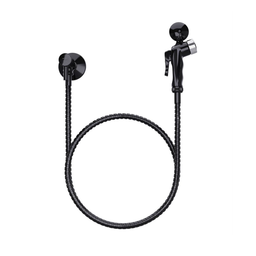 Ducha Higiênica Pop De 1/4 Com Suporte Black - Blukit - 220939