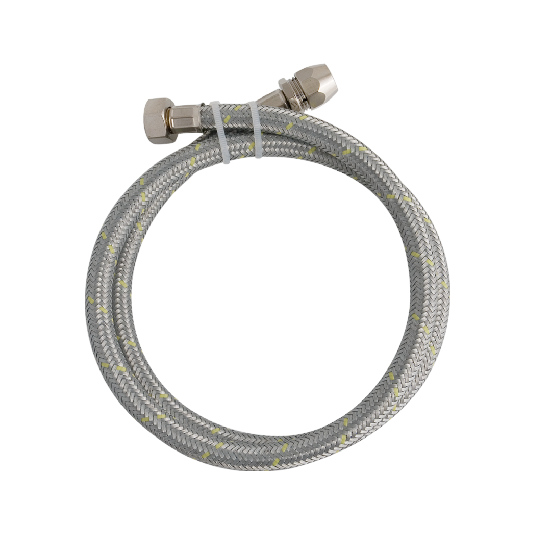 Ligação Flexível Em Inox 1,20m Para Instalação De Gás Com Adaptador 1/2  E Terminal De 3/8  - Blukit - 181912