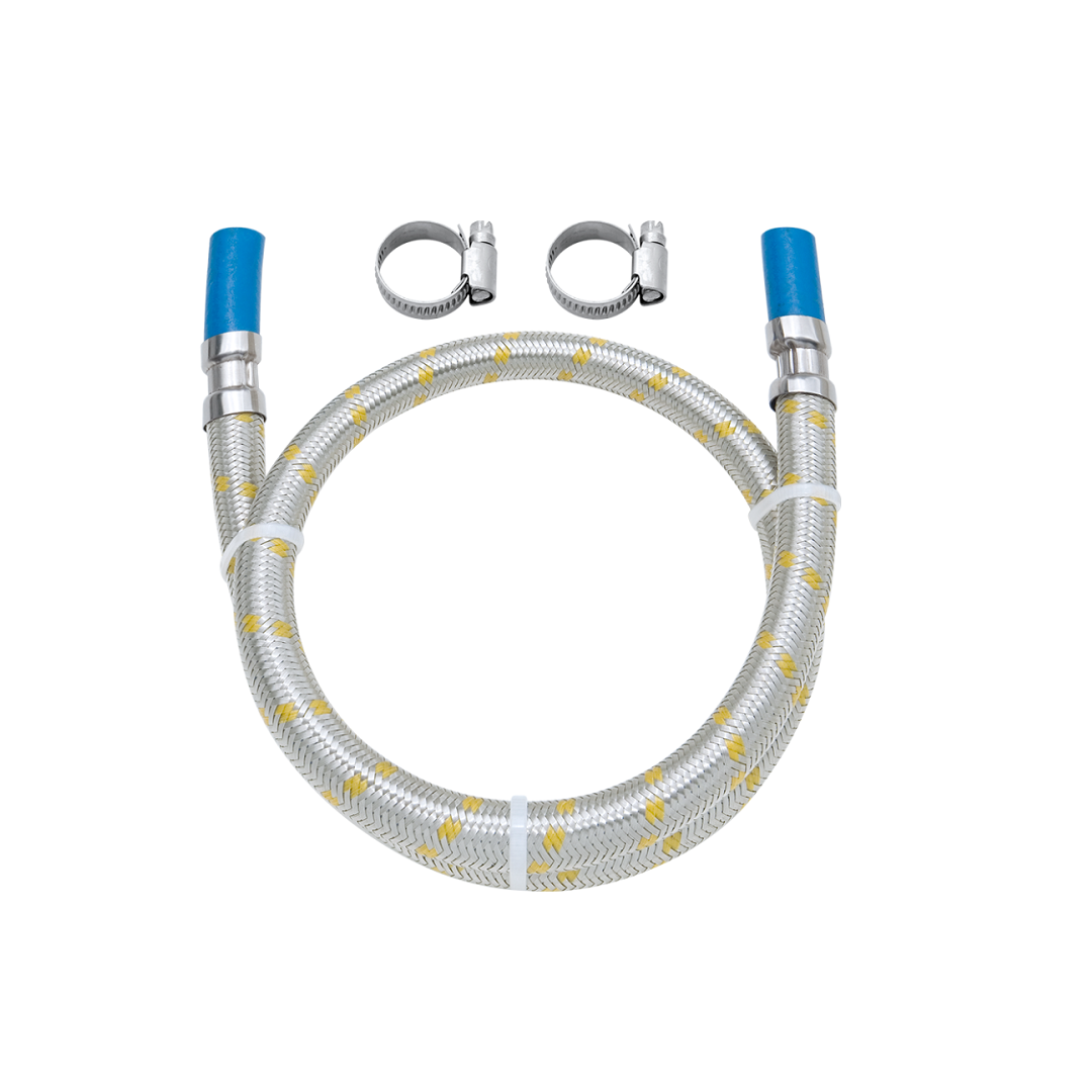 Ligação Flexível Em Inox 1,20m Com Abraçadeira Para Instalação De Gás Espigão 3/8  - Blukit - 182515