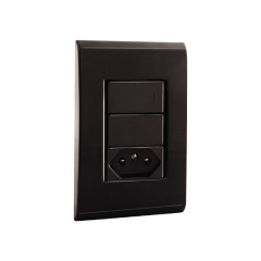 Conjunto 4x2 Com 1 Interruptor Simples 10a + 1 Tomada 2p+T 10a Liz Grafite - Tramontina - 57173/064