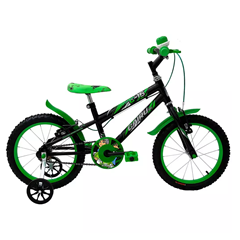 Bicicleta Infantil Masculina Com Rodinhas Aro 16 Verde - Cairu - 319686fl
