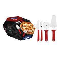 Kit Para Pizza Com 14 Peças Vermelho De Aço Inox - Tramontina - 25099/722