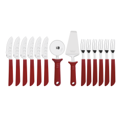 Kit Para Pizza Com 14 Peças Vermelho De Aço Inox - Tramontina - 25099/722