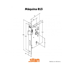 Fechadura 813/35 Roseta Quadrada Inox Interna - Stam - 41748