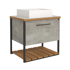 Armário Vitta 60cm Para Banheiro Metalon/Cimento - Mgm Móveis - 1918740