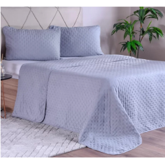 Kit Colcha Miraggio Com 2 Porta Travesseiros Casal 2,20x2,40 Cinza Aço - Hiper Têxtil - 1649