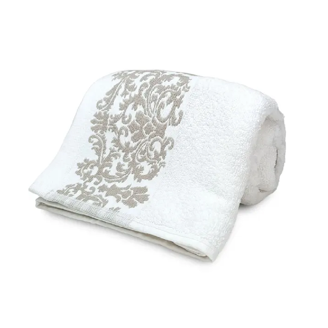 Toalha De Banho Medalhao Alta Absorcao Algodao 70x140  Cm Branca  70024400560001  Corttex