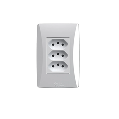 Conjunto 3 Tomadas 2p+T 10a Com Placa Petra Branco - Mec-Tronic - 39879