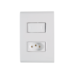 Conjunto 4x2 Com 1 Interruptor Paralelo 10a E 1 Tomada 2p+T 10a Liz Branco - Tramontina - 57170/050