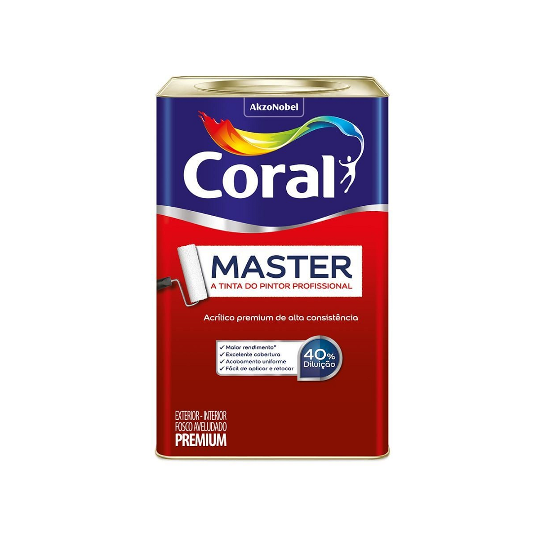 Tinta Acrílica Fosca 18l Master Branco - Coral - 5902214