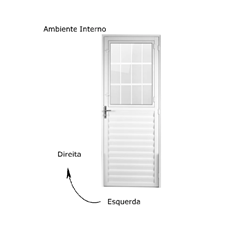 Porta Alumínio Postigo Vidro Liso Esquerdo 210x80cm - Aluvid - 030434