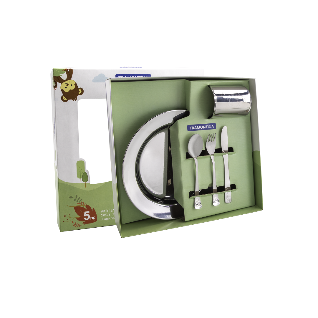 Kit Infantil Para Refeição Baby Friends 5 Peças Em Aço Inox - 64250755 - Tramontina