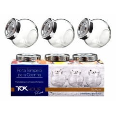 Conjunto De Porta Condimentos Em Vidro Com 3 Peças 25138 - 8745 - Tok House