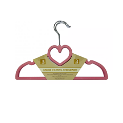 Conjunto De Cabides Com 3 Peças Aveludado Infantil Rosa - Niazitex - 10000193pinuni