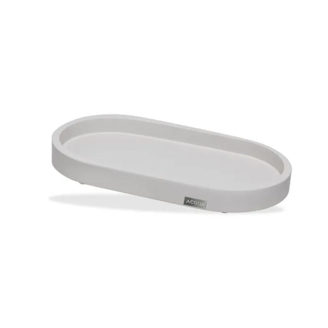 Bandeja Decorativa Para Banheiro Oval 21,5x11,5cm Areia - Acquaroma