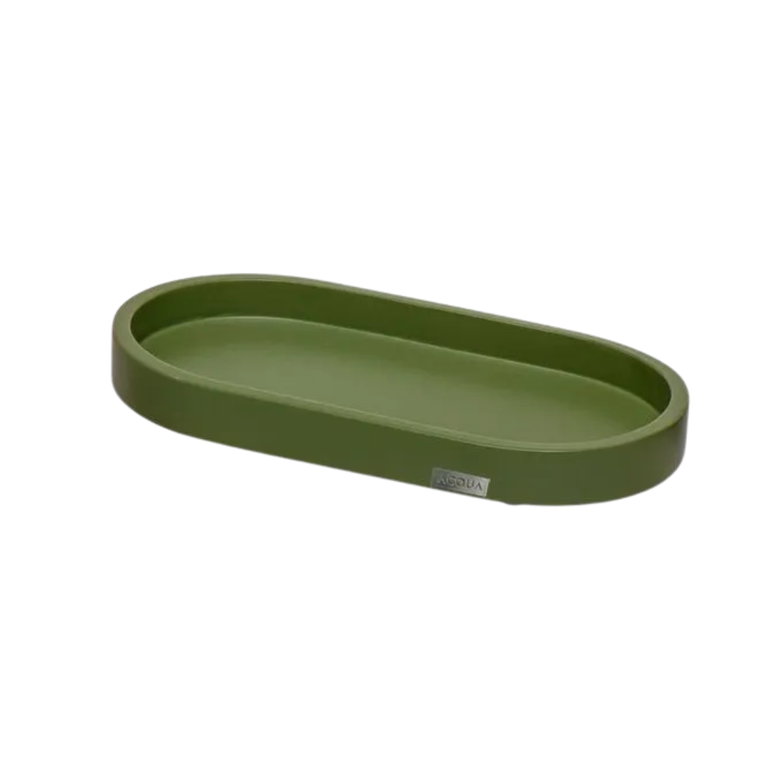 Bandeja Decorativa Para Banheiro Oval 21,5x11,5cm Folha Verde - Acquaroma