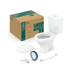 Kit Bacia Com Caixa Acoplada 3/6 + Assento E Acessórios Azaléa Eco Branco - Celite - 1917230011300