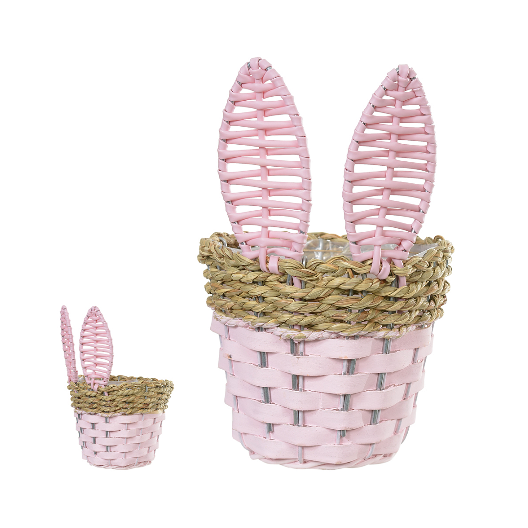 Cesta Decorativa Coelho Páscoa Rosa - 84200002 - D&A