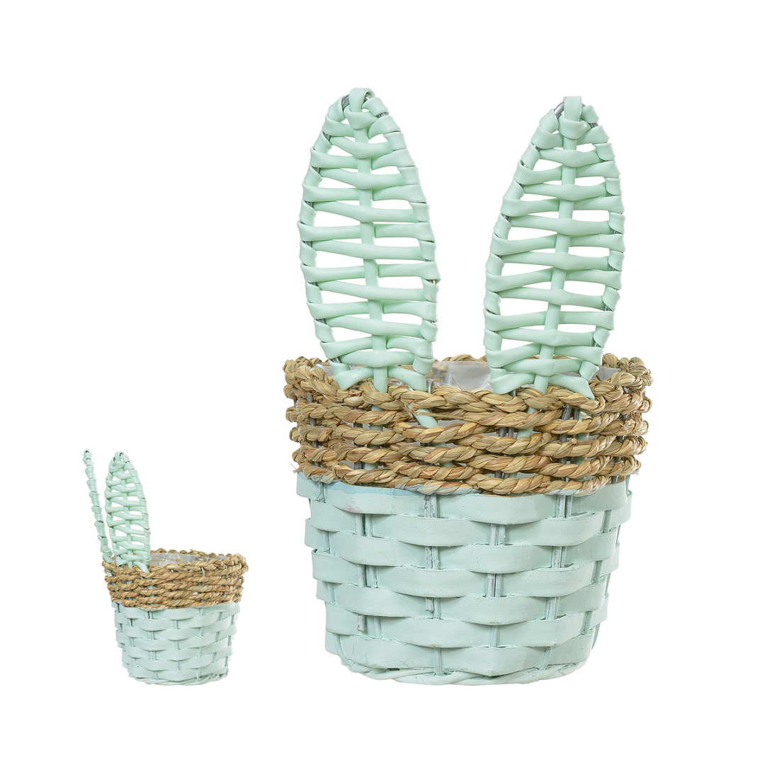 Cesta Decorativa Coelho Páscoa Verde - 84200003 - D&A