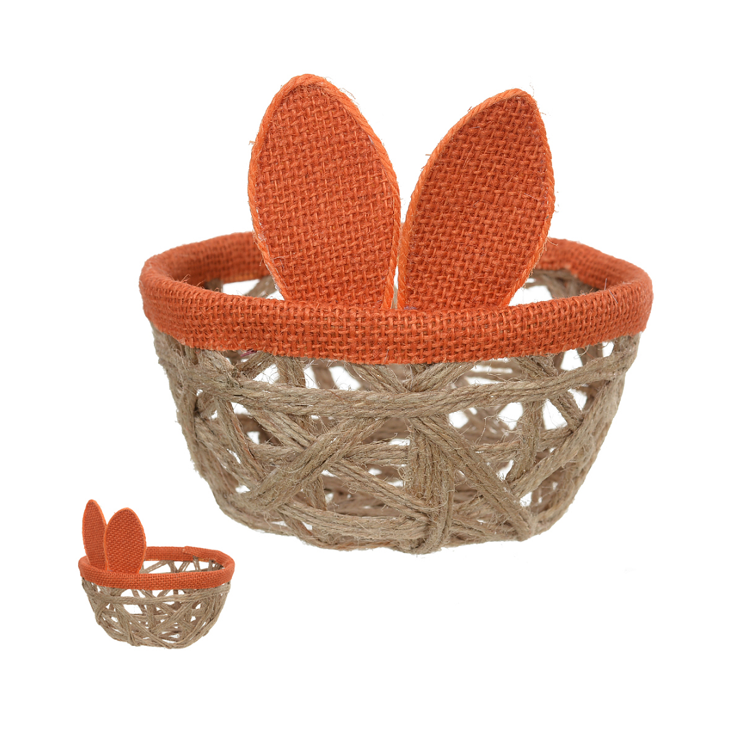 Cesto Decorativo Coelho Bege E Laranja - 84508003 - D&A