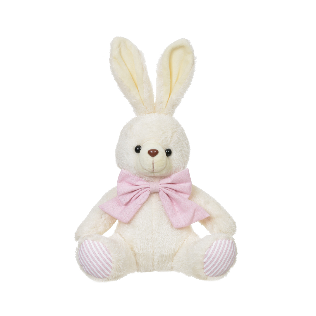Boneco Coelho Páscoa Sentado 20cm Rosa/Branco - 85125004 - D&A